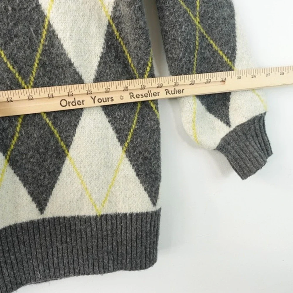 PRINGLE OF SCOTLAND x H&M Sweater Small Argyle Scottish Wool Roll Oversize Tunic - Picture 6 of 13